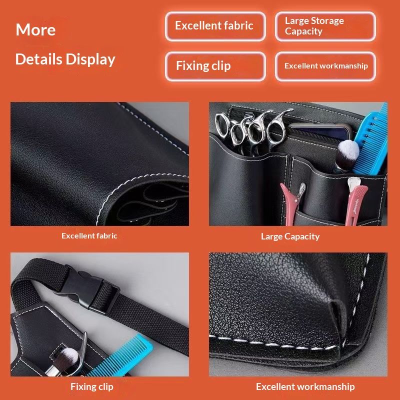 Hairdresser Scissor Bag, Barber Leather Waist Pouch, Professional Hairdressing Tools Storage Holster with Waist Belt, Hair Salon Scissor Storage Waist Bag for Hairstylist(Only waist bag)