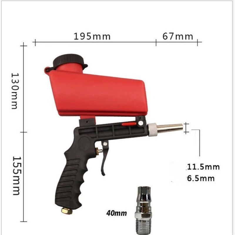 Pneumatic Sand Gun Kit, Sandblasting Machine Industrial Adjustable Portable Hand Held Sand(red,26.2*29cm)