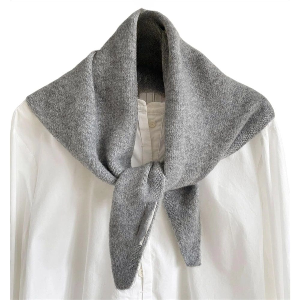 Wool Knitted Triangle Scarf for Women Head Scarf Girl Aesthetic Accessories Streetwear Triangle Shawl (gray)