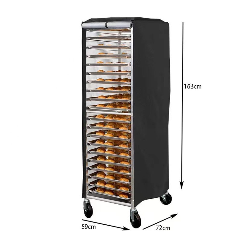 Bread Rack Cover, Pan Rack Cover, Bread rack dust cover with zipper, high density waterproof oxford cloth material (black 420D,59*72*163cm )