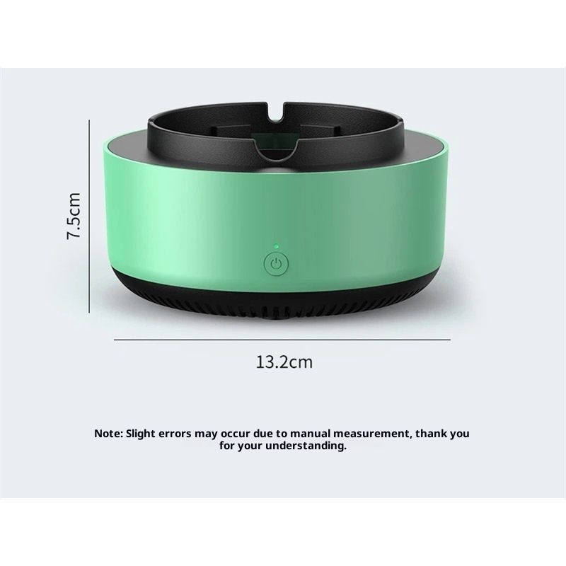 2 in 1 Multifunctional indoor smokeless ashtray, 360 °surround suction intelligent air purifier ashtray, indoor household car intelligent ashtray (Green)2pcs