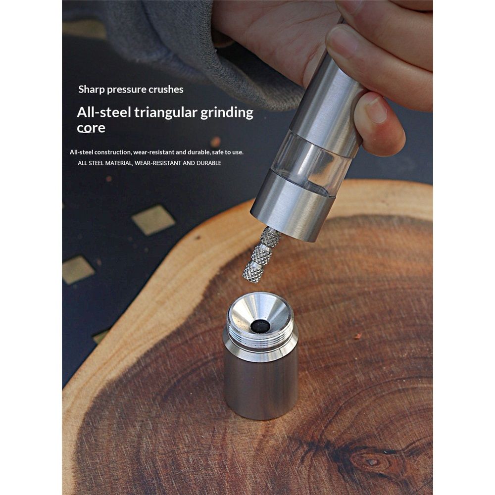 Stainless-Steel One-Handed Thumb Push Button Salt and Pepper Grinder For Black Pepper Or Salt(One pack)