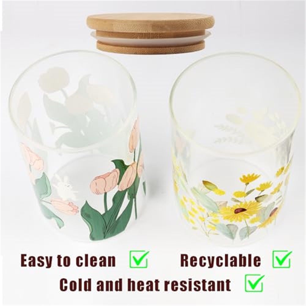 2 PCS Small Glass Storage Jars with Airtight Lids,650ml Cute Clear Storage container with Lid,Glass Pantry Canister for Beans, Rice,Sugar,Cookie Coffee