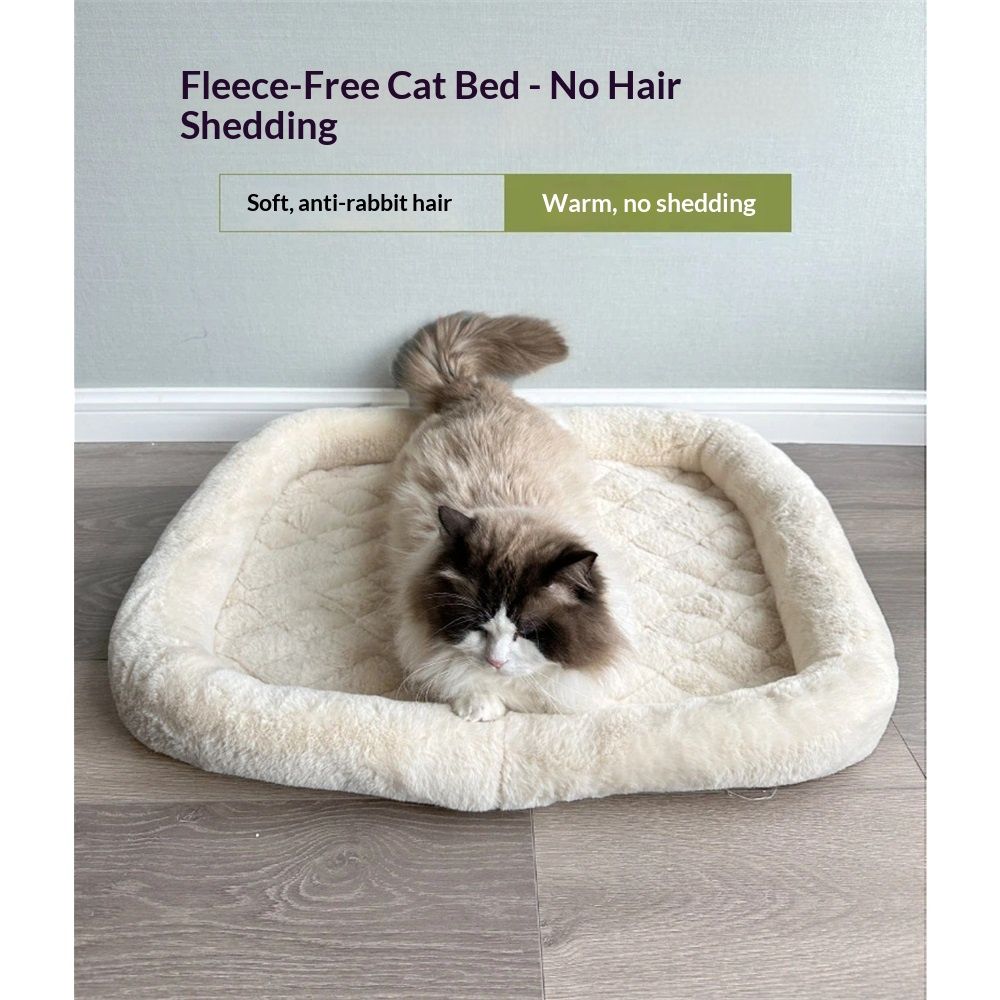 Pet Bed with Cushioning for Comfort in Crate Pet Products Machine Washable Pet Bed, winter warm cat bed(Rice white small size 35 * 40CM)