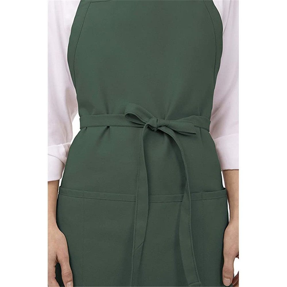hanging apron restaurant milk tea shop baking coffee shop barbecue work clothes apron with 3 Pocket(green)