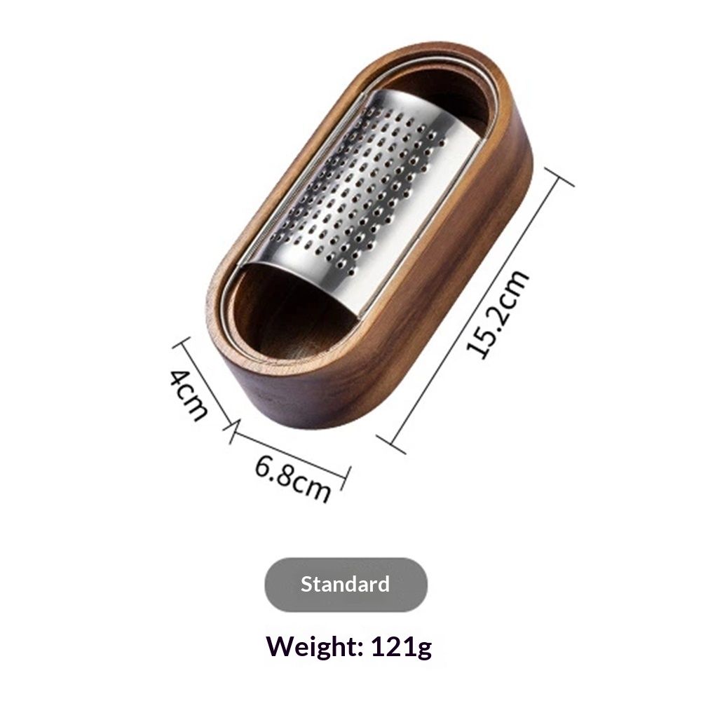 Cheese grinder with container - Stainless steel cheese grinder with wooden service bowl - Fine chopper for hard cheese, spices, and corn tortillas - Kitchen small tools(standard versio)