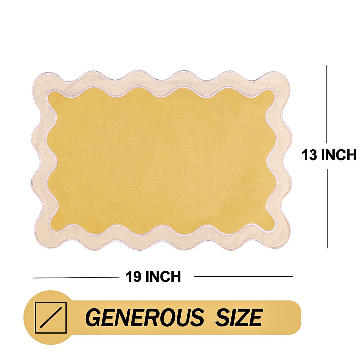 4-piece set of placemats, 13 x 19 inch cotton table mat, washable and heat-resistant table mat, used for table decoration, Bohemian placemat (beige border)