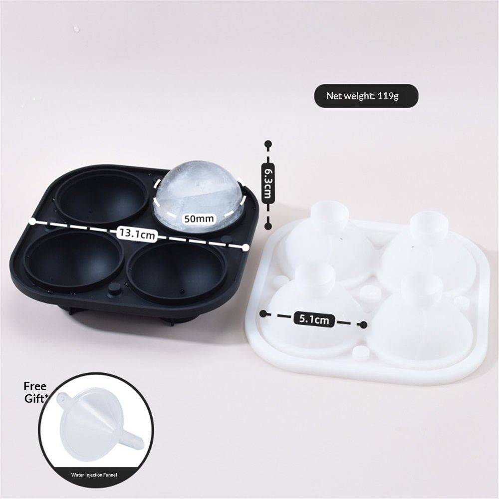 Spherical ice grid for household whiskey quick freezing ice hockey mold, easy to demold, food grade silicone ice grid(black)