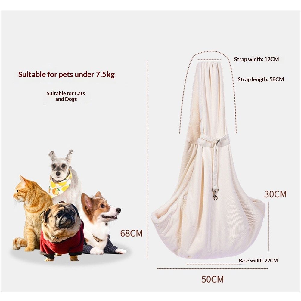 Pet Dog Sling -Puppy Carrier Sling - Adjustable Shoulder Straps Pet Bag Sling - Dog Sling Carrier - Dog Carrying Front Pouch for Small, Medium Dogs(beige)