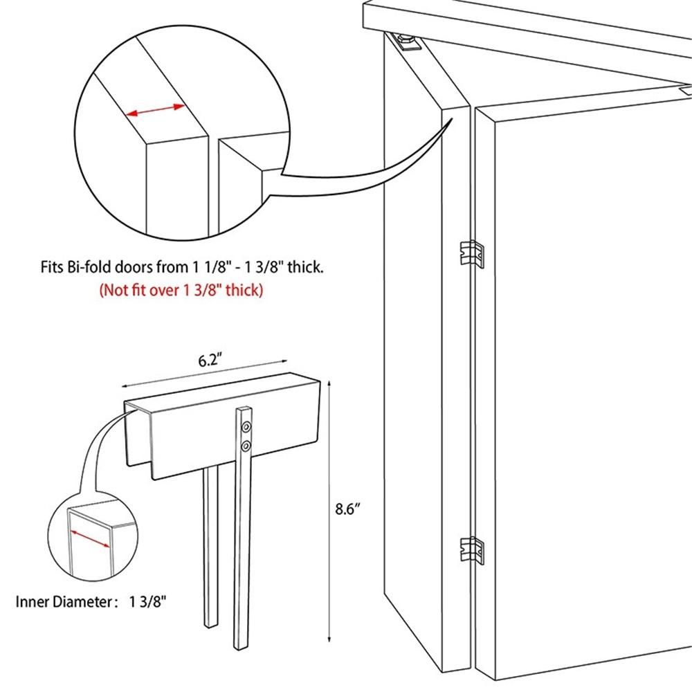 Metal Bifold Door Lock - Double Door Child Safety Locks Keep Toddler, Cats&Dogs Out of Closets, Cabinets, Pantry - No Need Install (1PC)