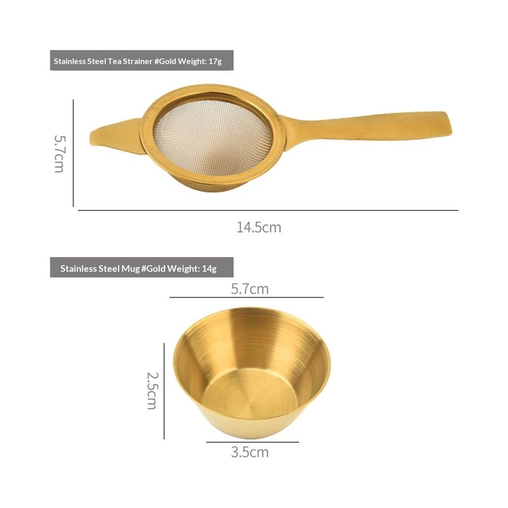 2pcs mini matcha sifter - 304 stainless steel- brakes clumps in your matcha, tea strainer, cocktail strainer with base, Gold