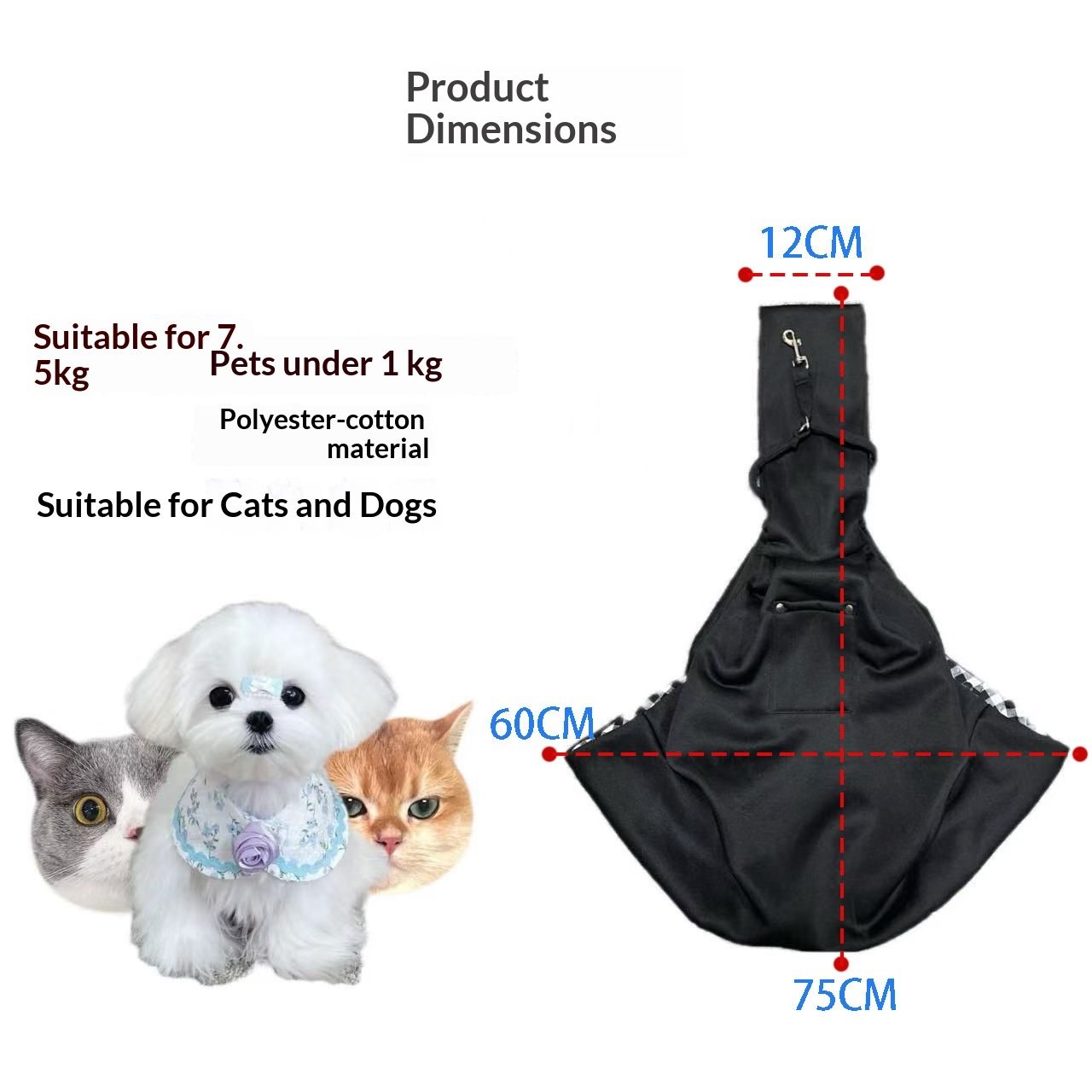Adjustable Dog Carrier Sling - Hand-Free Dog Carriers for Small Dogs and Cats, Puppy Sling Carrier with Zipper Purse Pocket, Travel Safety Harness, Puppy Essentials (Gray)