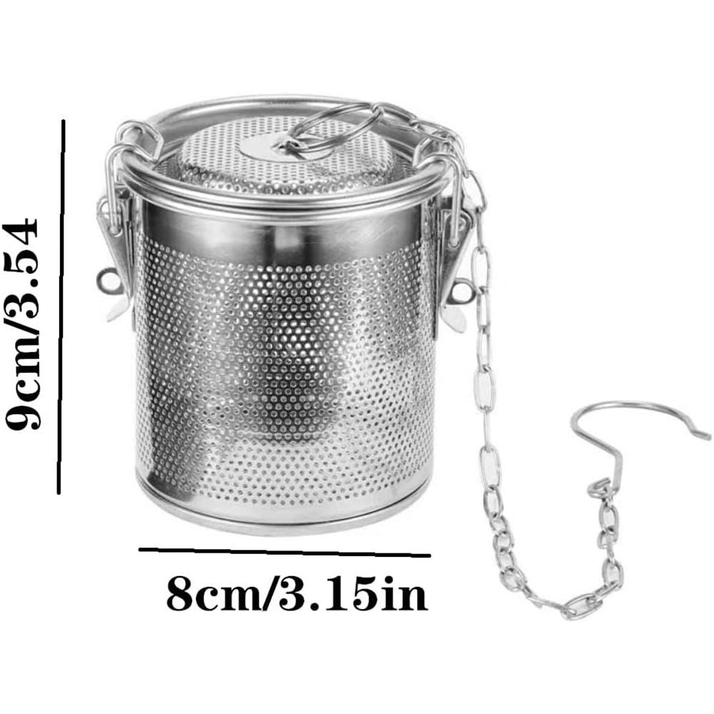 Stainless Steel Spice Infuser Basket with Chain Hook, Extra Fine Mesh Soup Strainer for Cooking, Seasoning, and Brewing Tea,(8*9cm)