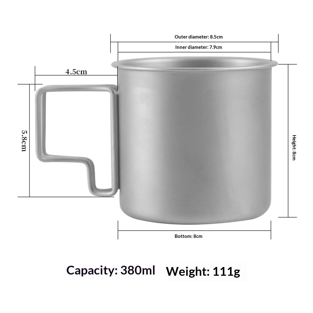 Titanium stainless steel convenient mouth cup, outdoor camping foldable handle cup, travel tea making and boiling cup(8cm)