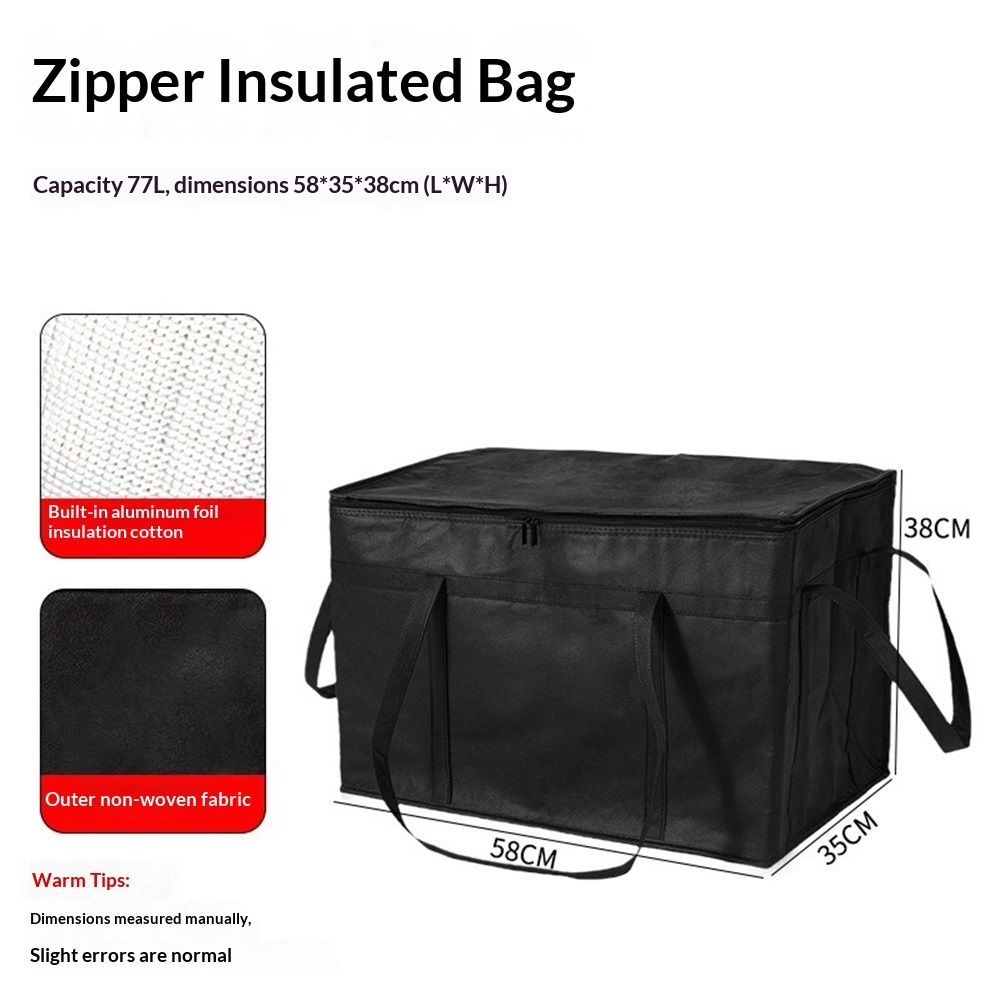 Insulated Food Delivery Bag Cooler Bags Keep Food Warm Catering Therma for doordash Catering cooler bags insulated catering bag shopper accessories hot (Black)