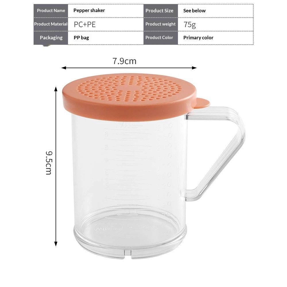 2pcs Seasoning jar, plastic powder bottle, seasoning bottle, barbecue powder bottle, thickened chili powder bottle(Red lid+cup body)