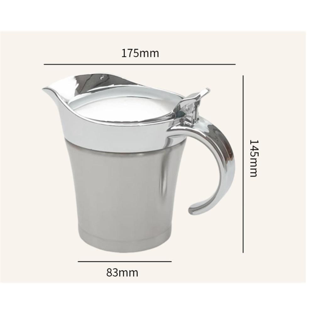 Double Insulated Gravy Boat, Stainless Steel Sauce Jug Gravy Boat with Hinged Lid for Family Dinner, Thanksgiving, Halloween, Christmas, Birthday Party(400ML/silvery)