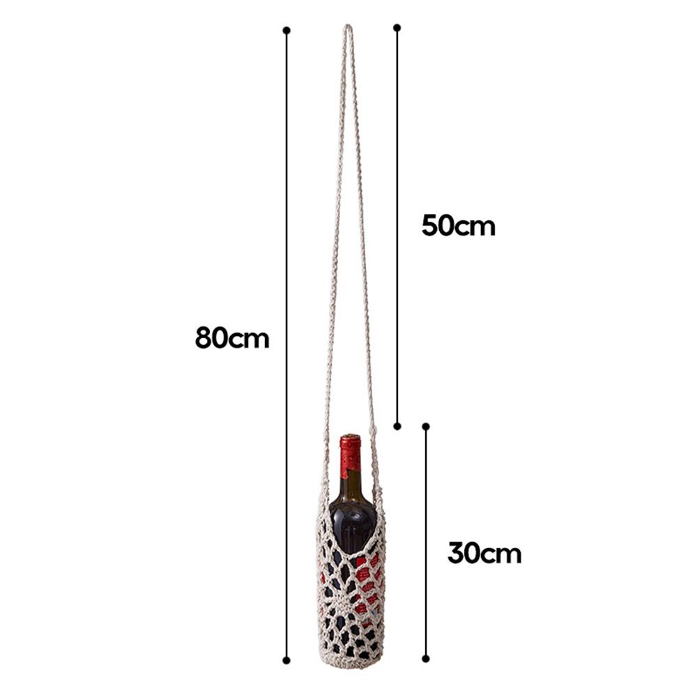 2-Pieces Crochet Water bottle Bag Cotton Crochet Crossbody Water Bottle Bag, Boho Bottle Carrier Water Bottle Holder with Strap Handmade Water Bottle Holder(beige)