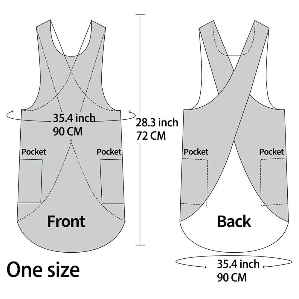 Drawing apron, female art student, artistic floral apron, coffee shop bookstore work uniform Linen Cotton Cross Back Pinafore Apron(grey)