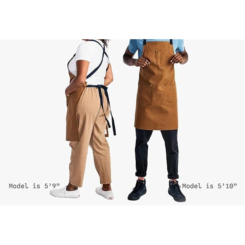 Professional Chef Apron with Pockets - Kitchen Apron for Men - Grilling Apron - Chef Aprons for Men - Apron for Women - Cotton Canvas Fabric(light brown)