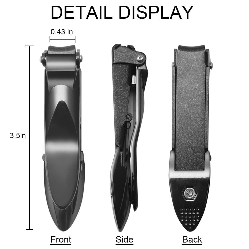 Heavy Duty Sharp Self-Collecting Nail Cutter, Ergonomic Lever for Fingernails & Toenails, Ideal Gift for Men & Grooming Gifts(black)