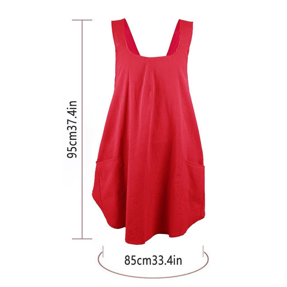 Soft Polyester Apron Cross Back Aprons with 2 Pockets Women’s Square Apron Garden Smock for Baking Cooking Red