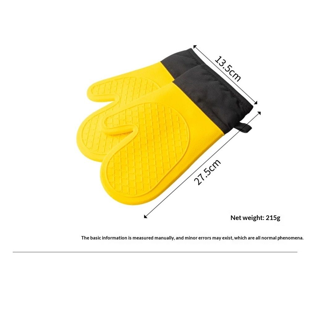Pair of 2 Heat Resistant Silicone Oven Mitts, Non-Slip Mitts for Cooking, Flexible Oven Gloves - Non-Slip Kitchen Essentials, Kitchen Gadgets, Yellow