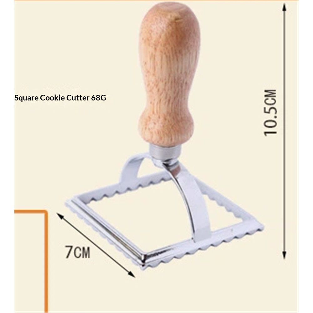 Zinc alloy edge flower biscuit mould Dim sum cake dumpling skin cake die cutter baking appliance Wooden Handles, Fluted Square Shapes,