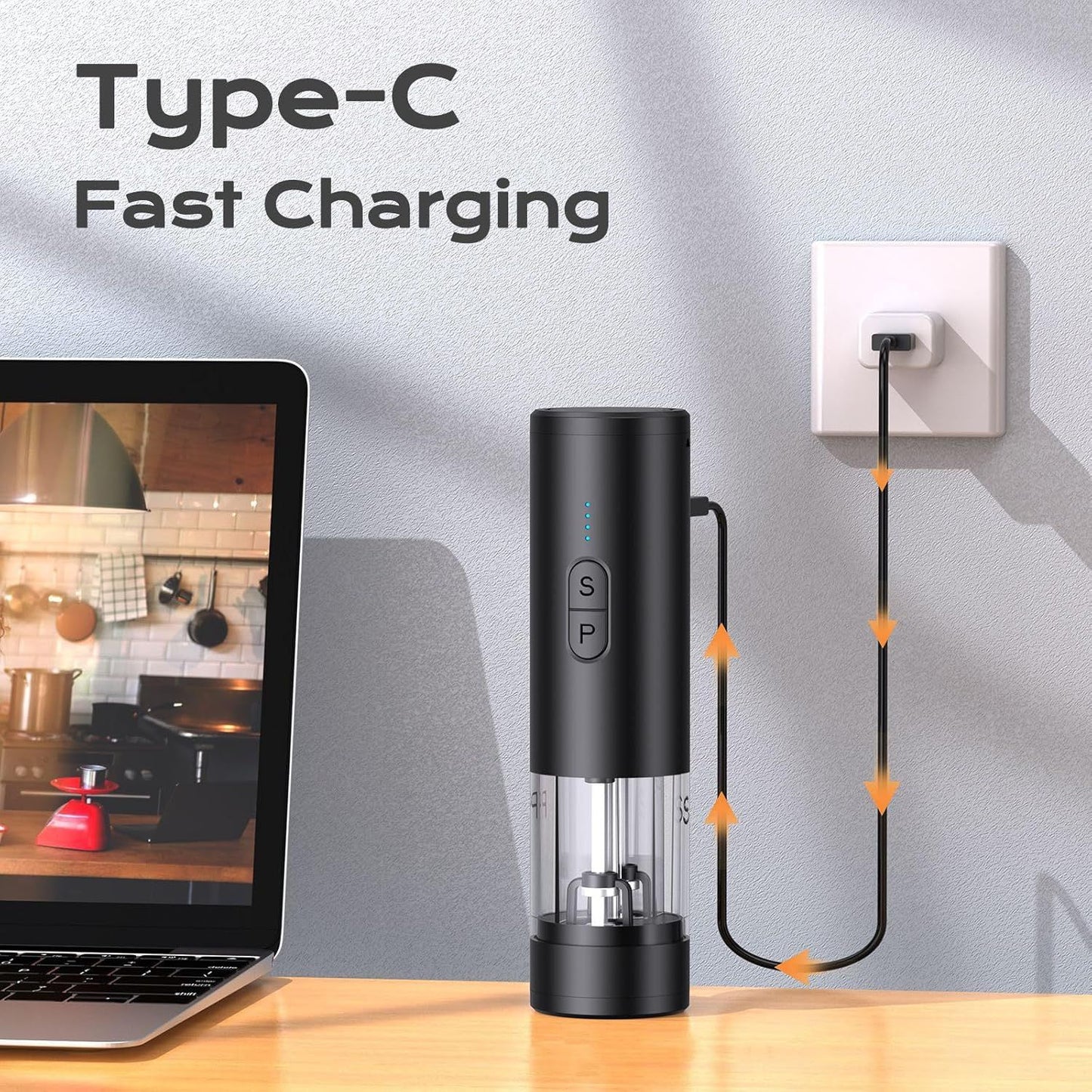 Electric salt and pepper grinder, touch operation accuracy grinding, household chef electric pepper grinder, Electric Salt and Pepper Grinder Set 2 in 1,