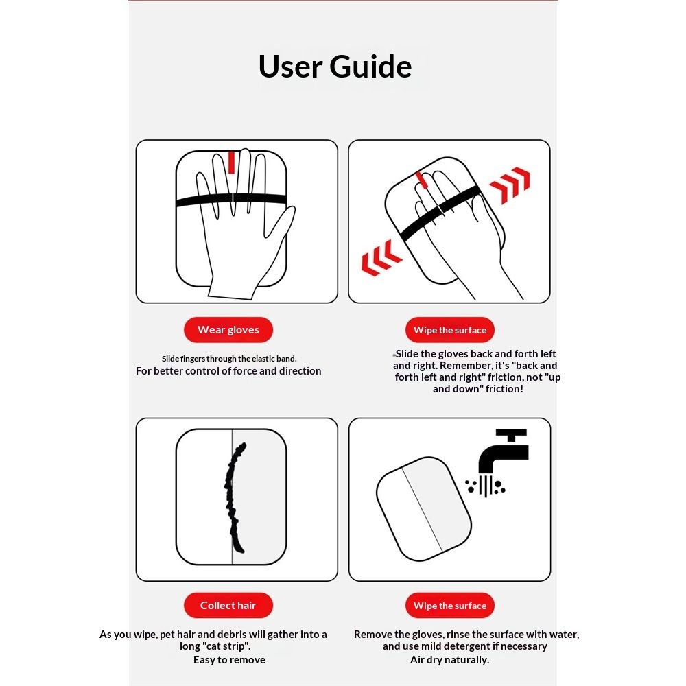 Pet Hair Remover Gloves for Cats & Dogs, Electrostatic Pet Hair Removal Gloves Brush for Pets Hair, Animal Fur Removal Tool, Reusable Cats & Dogs Grooming Gloves for Hair Removal (2pcs)