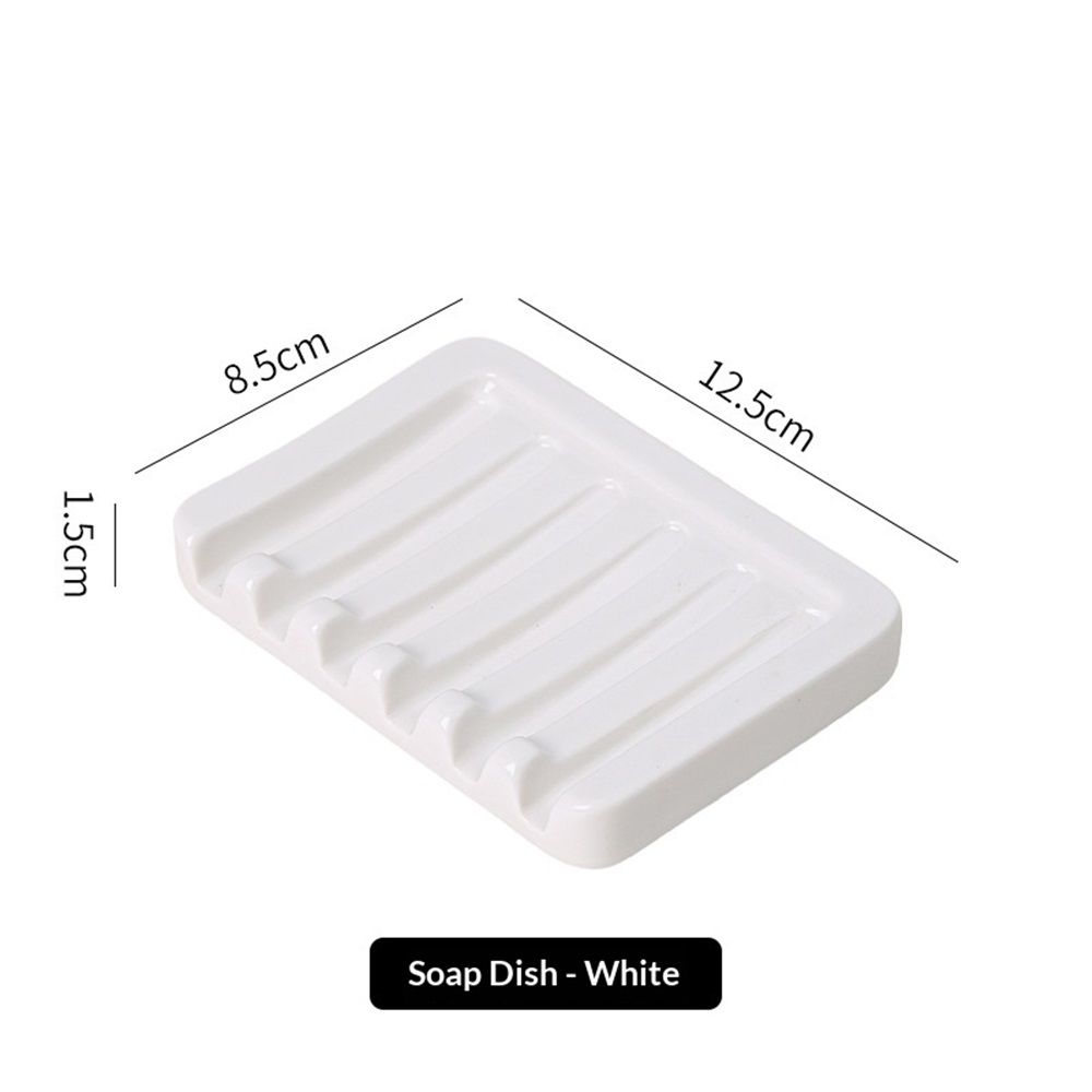 Self Draining Soap Dish, Ceramic Soap Holder for Shower, Soap Case Saver Tray Sponge Organizer Keep Dry for Bathroom Kitchen Counter Sink (1, White)