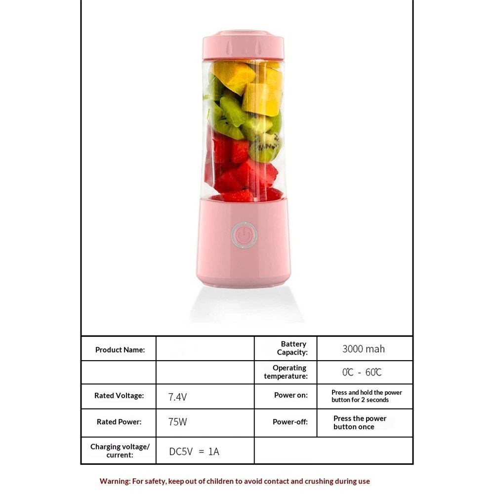 Portable Blender, USB Rechargeable Personal Size Blenders, Smoothie Blender with 6 Blades for Protein & Shakes, Mini juicer for Travel Sports Outgoing, pink(Only juicers are available)