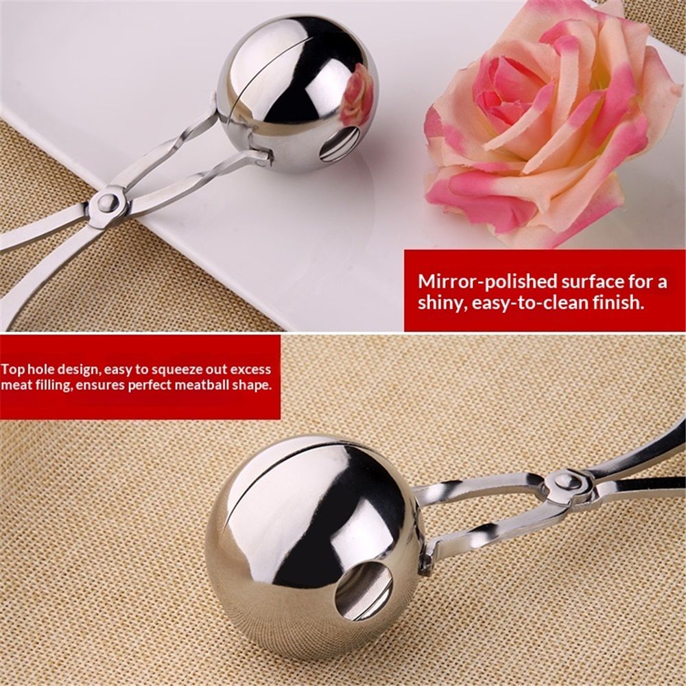 2 pack Meat Maker Tools Dough Meatball Scoop Non Stick Stainless Steel for Rice Meat Cookie Making(1 big and 1 small)