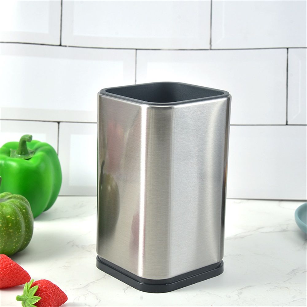 Utensil Holder for Kitchen Counter, Stainless Steel Utensil Organizer for Countertop, Rectangular Utensil Crock with Stable Base