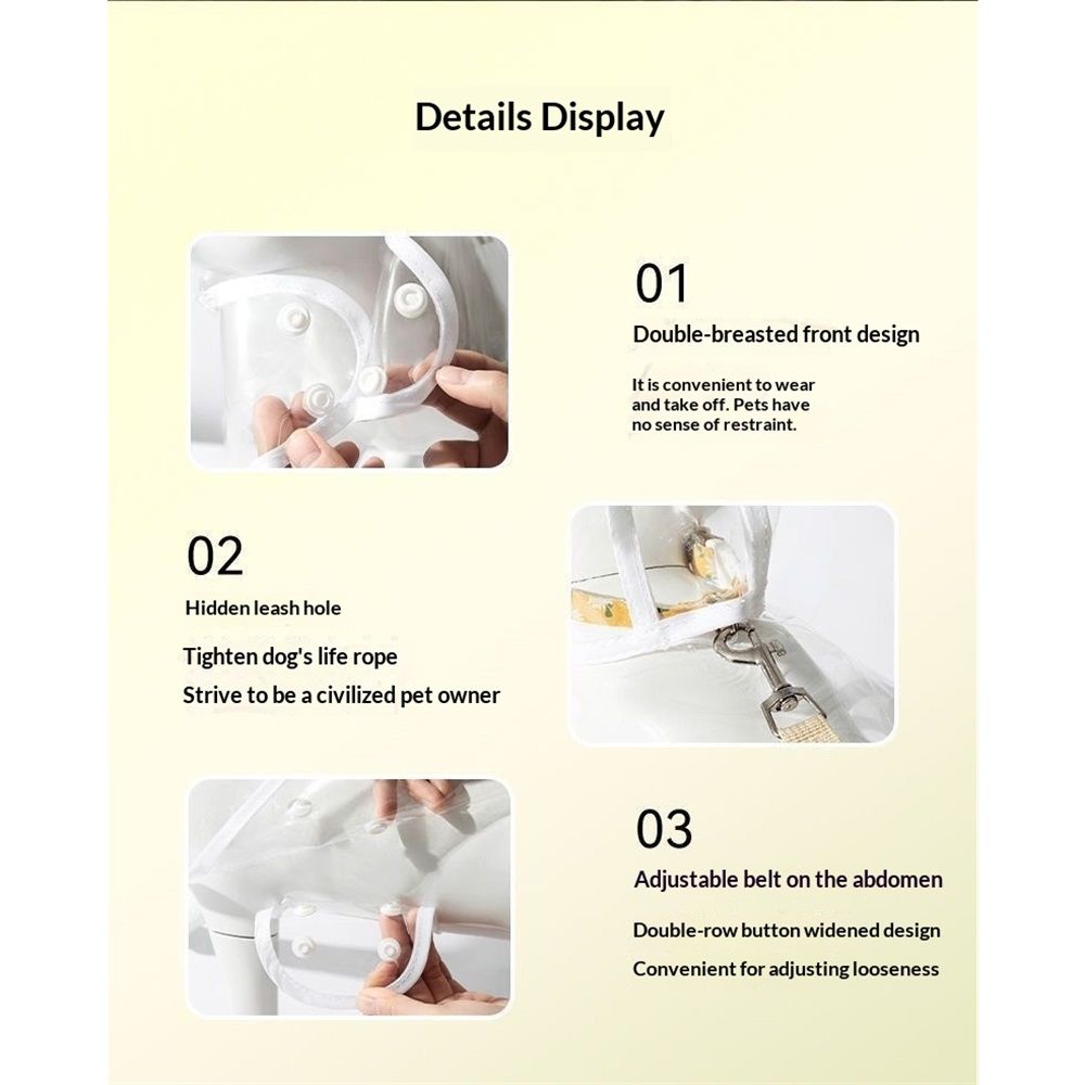 Pet Raincoat,Small Dog Waterproof Puppy Raincoat Coat Transparent Pet Dog Rainwear Clothes for Small Dogs Cats (S,White)