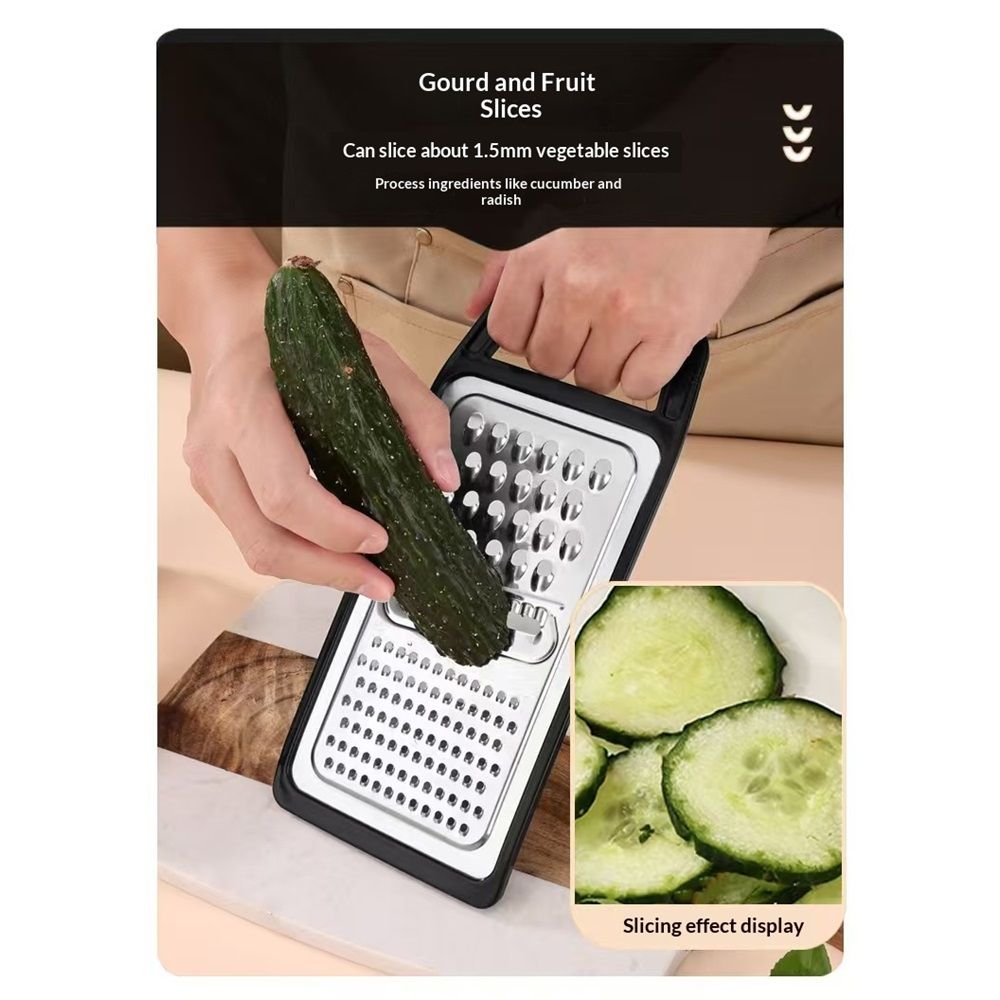 Chef Aid Grater Frame, black, Rectangular, Non-Slip, Multifunction Tool for Kitchen Prep(24.5 x 11cm)