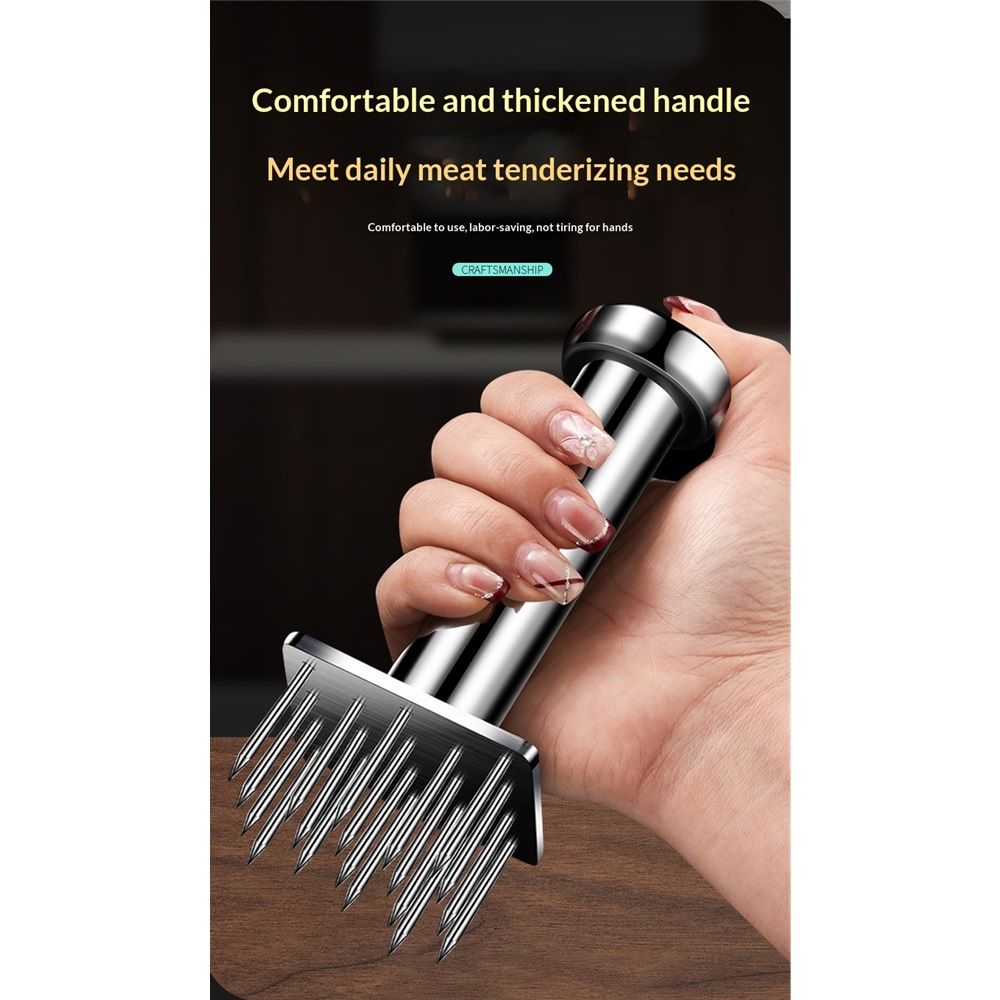 Stainless Steel Meat Tenderizers with 18 Sharp Needles, Solid Meat Tenderizer Tool One-Piece Design, Heavy Duty Chicken Tenderizer for Tenderizing Steak, Beef, Pork, Dishwasher Safe