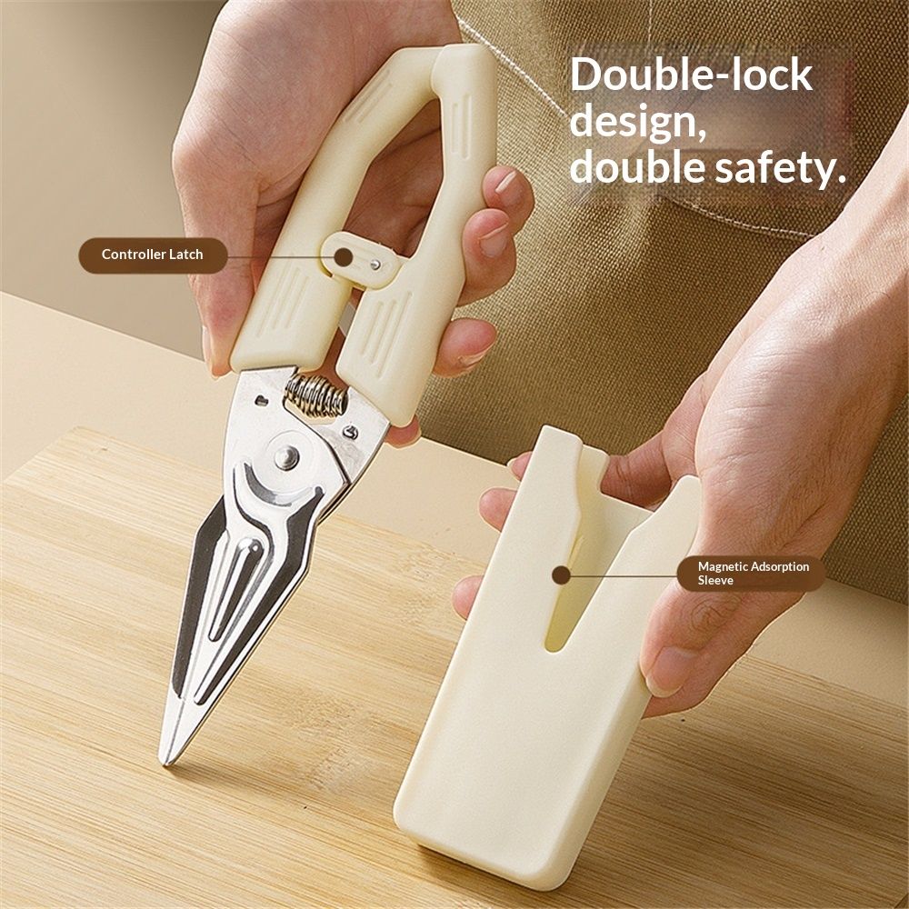 Stainless Steel Kitchen Shears with Holder - Perfect for Herbs, Floral Trimming and Kitchen Use(magnetic cover)