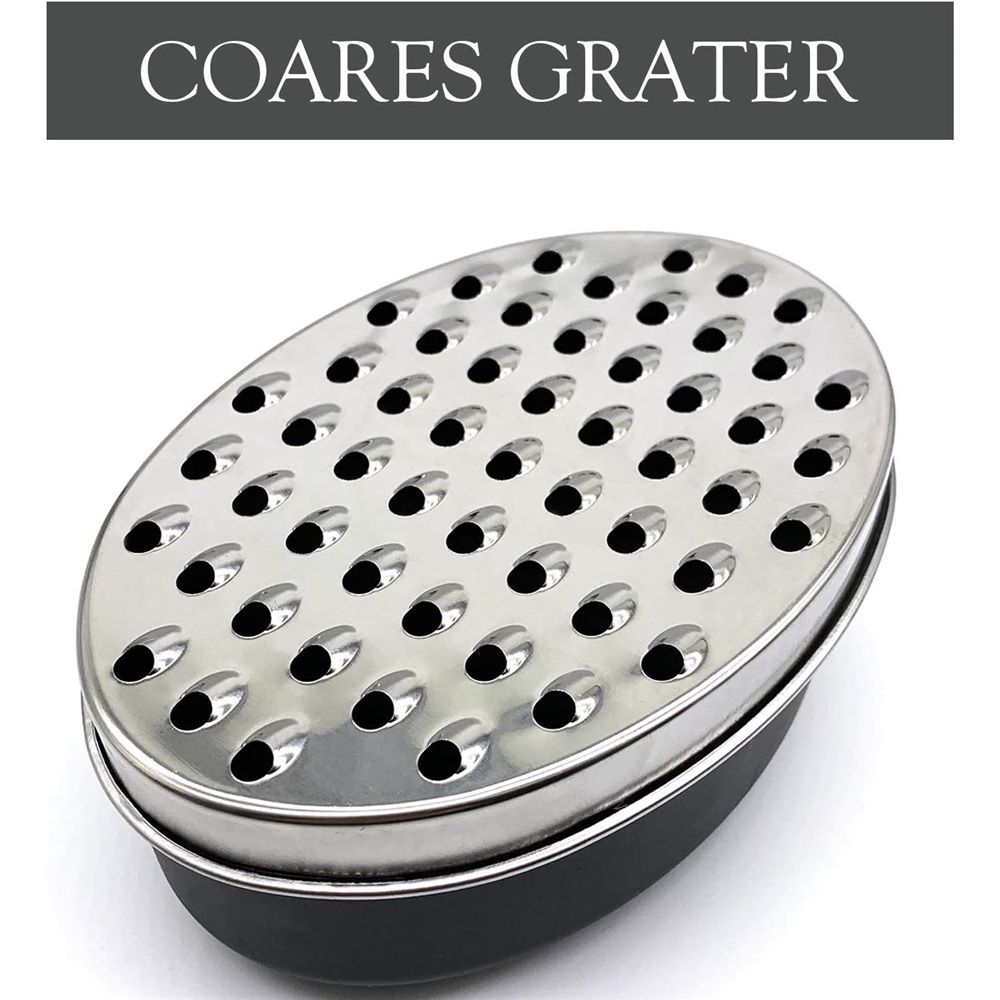 2 pack Cheese Grater Citrus Lemon Zester with Food Storage Container & Lid - Perfect For Hard Parmesan Or Soft Cheddar Cheeses, Ginger, Vegetables, Butter, Chocolate & Nutmeg (Black)