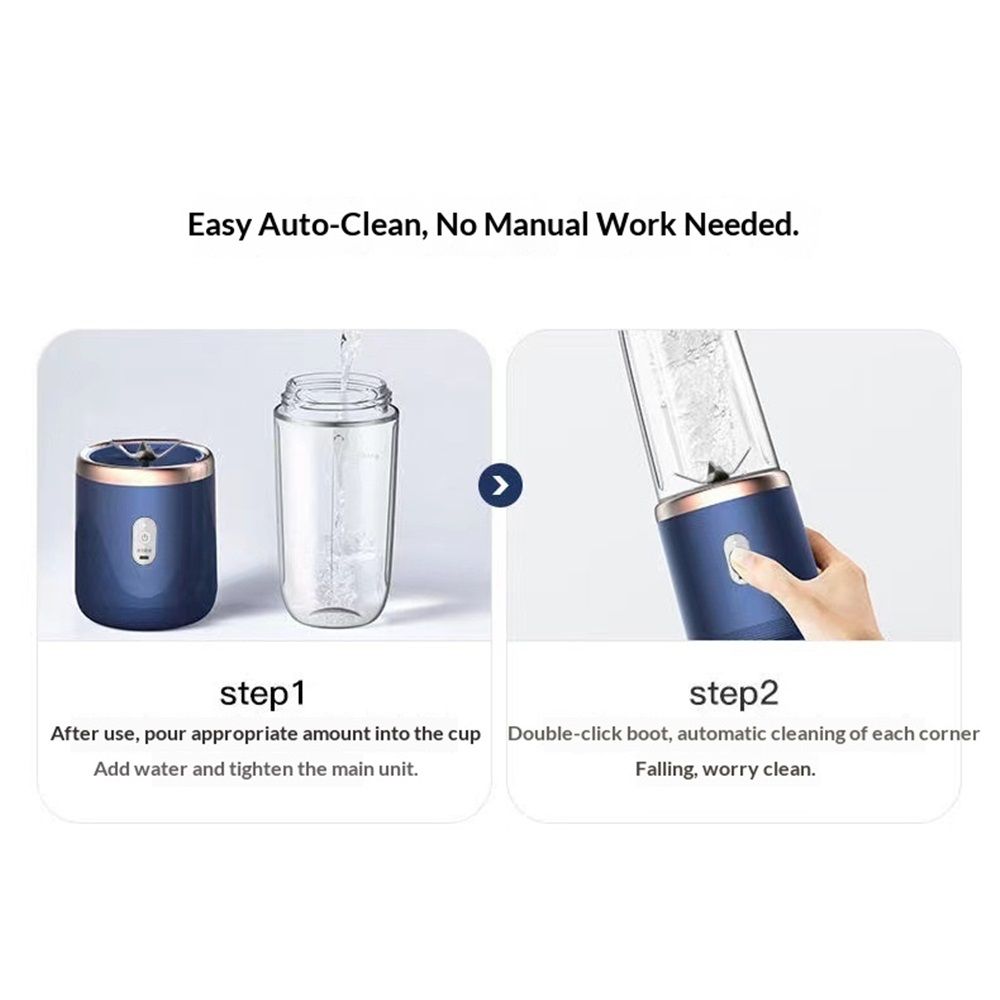 Portable Blender, Personal Blender USB Rchargeable, Mini Blender for Shakes and Smoothies, 400ML Portable Fruit Veggie Juicer Cup With 6 Blades and Travel Lid, Handheld Blender (Only juicer)