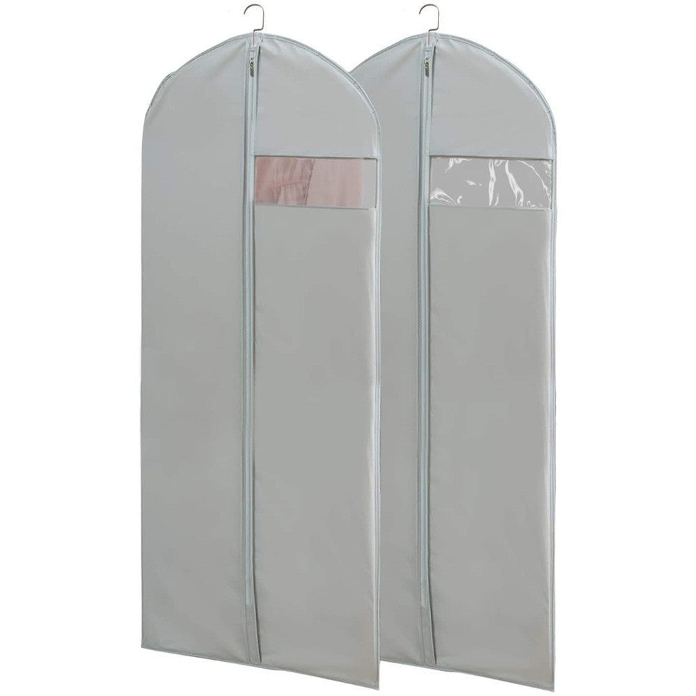 2 pieces of grey breathable three-dimensional clothing dust cover hanging bag, dust-proof and moisture-proof bag hanging suit overcoat, 60*165cm
