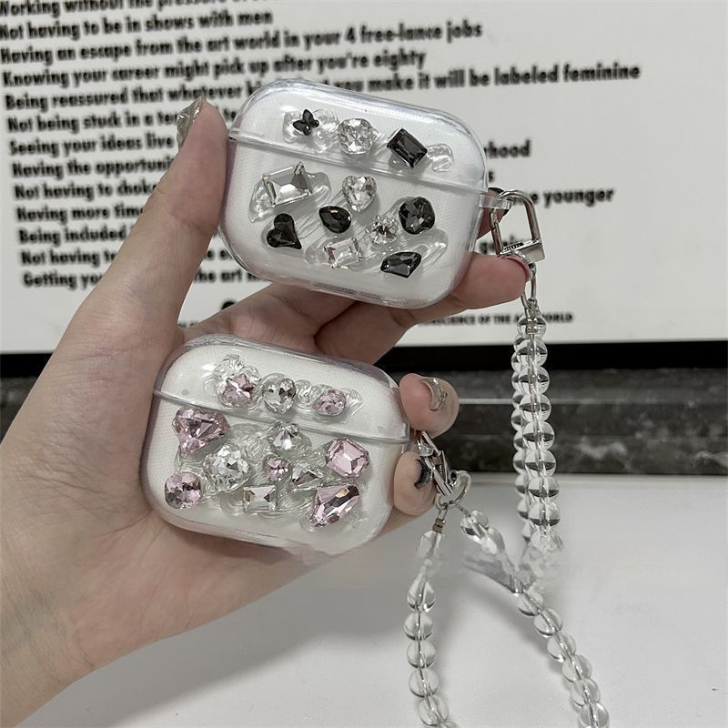 Pink diamond+clear pearl bracelet+Airpods4