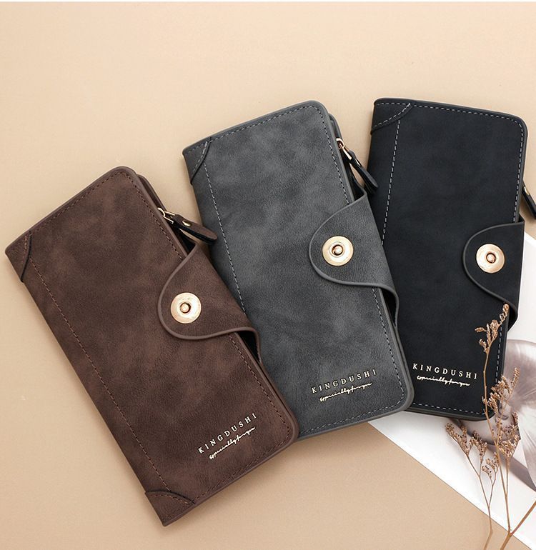 2Pcs Black Matte Long Wallet