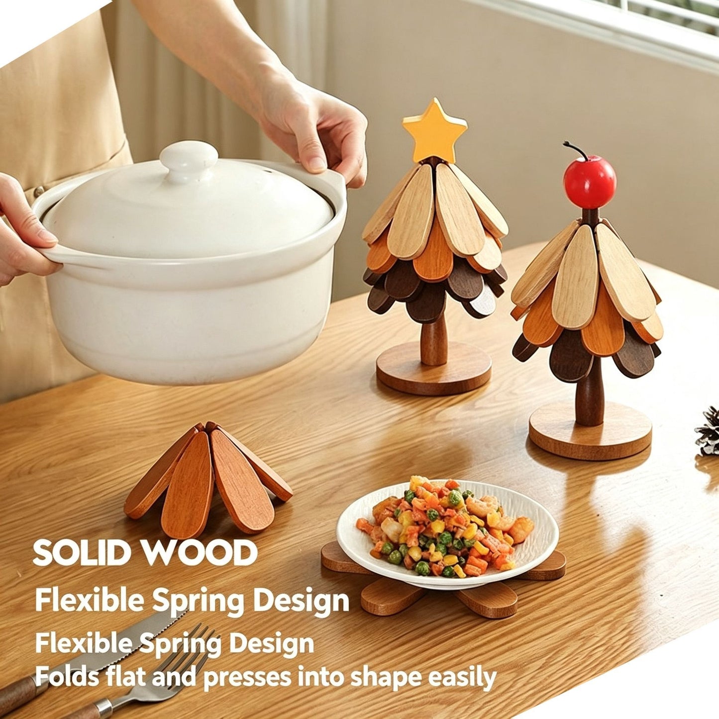 5-Tier Star Style Christmas Tree Heat Resistant Pot Mat, Decor Anti-scald Pad for Christmas & Halloween Celebration