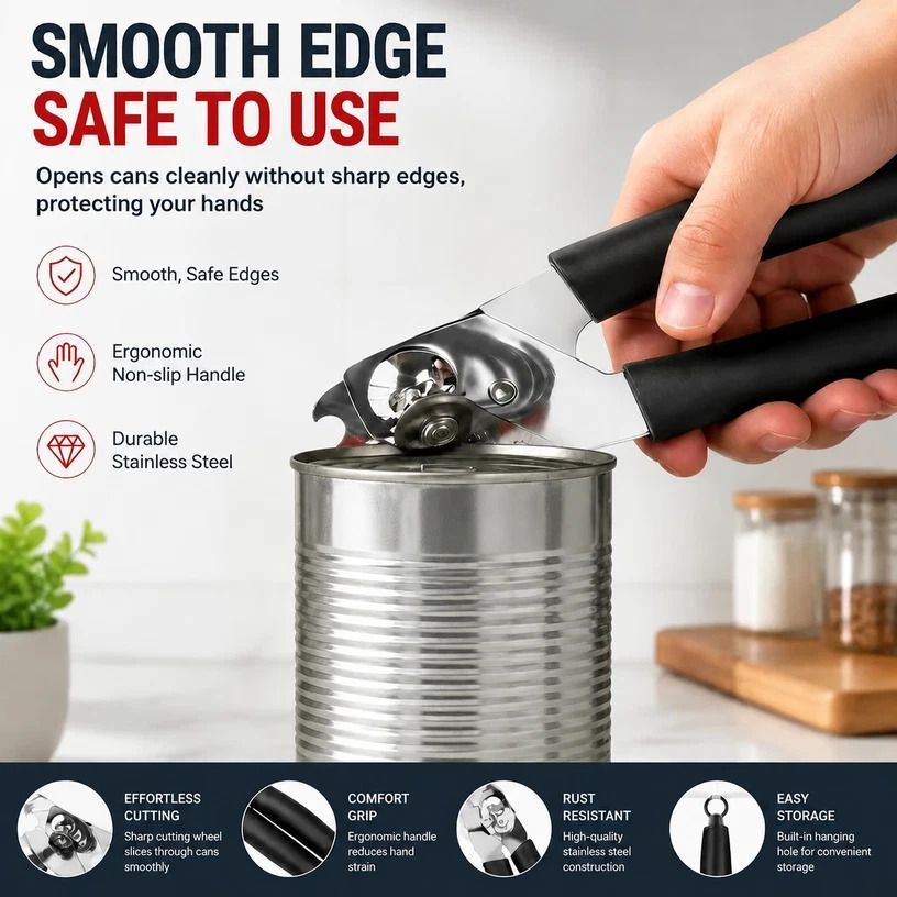 Stainless Steel Can Opener Combo 2Pcs Manual Multi Purpose Kitchen Tool