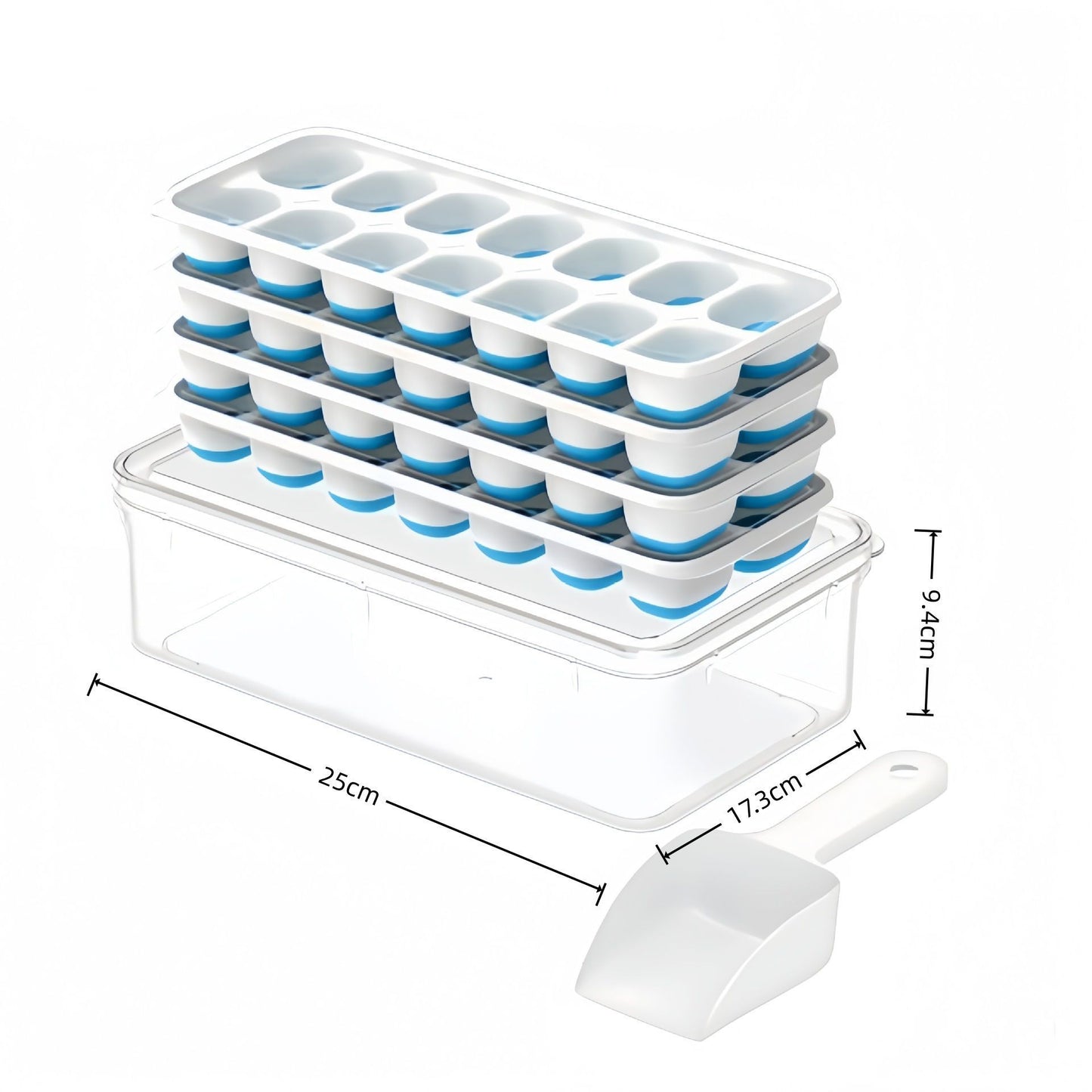 6Pcs 14-Grid Square Silicone Ice Cube Trays, Soft Bottom Ice Molds