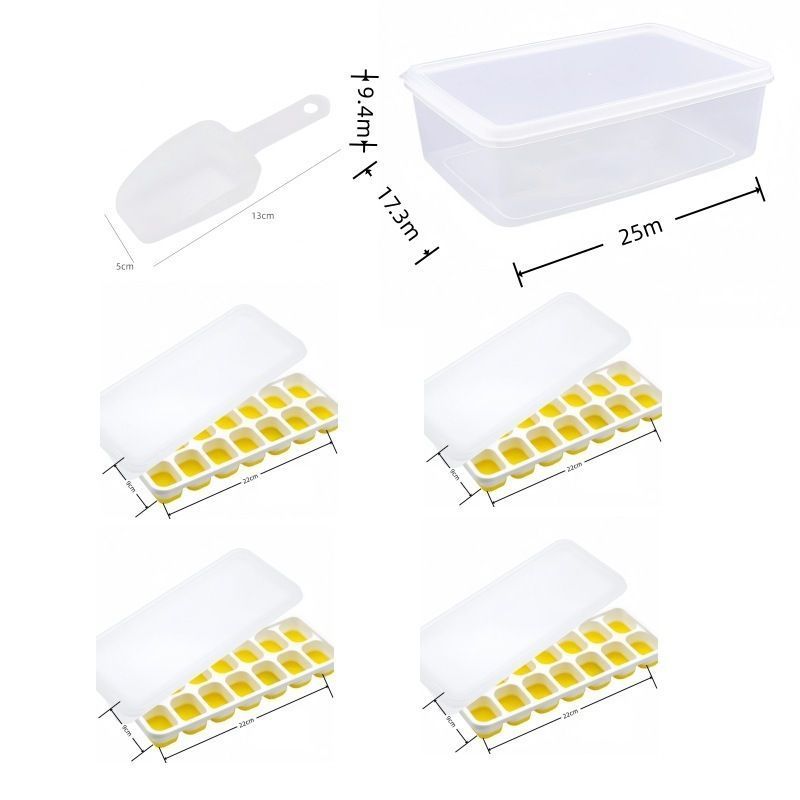 6Pcs 14-Grid Square Silicone Ice Cube Trays, Soft Bottom Ice Molds