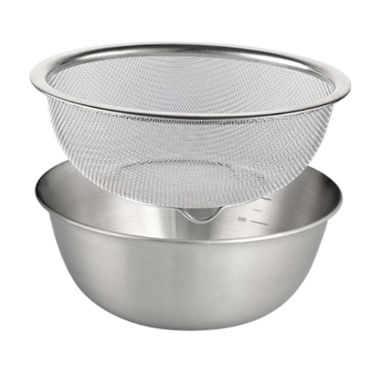 2 Pcs 304 Stainless Steel Colander With Mixing Bowl, Drainer Basket and Rinser for Pasta Rice Fruit, 18 cm