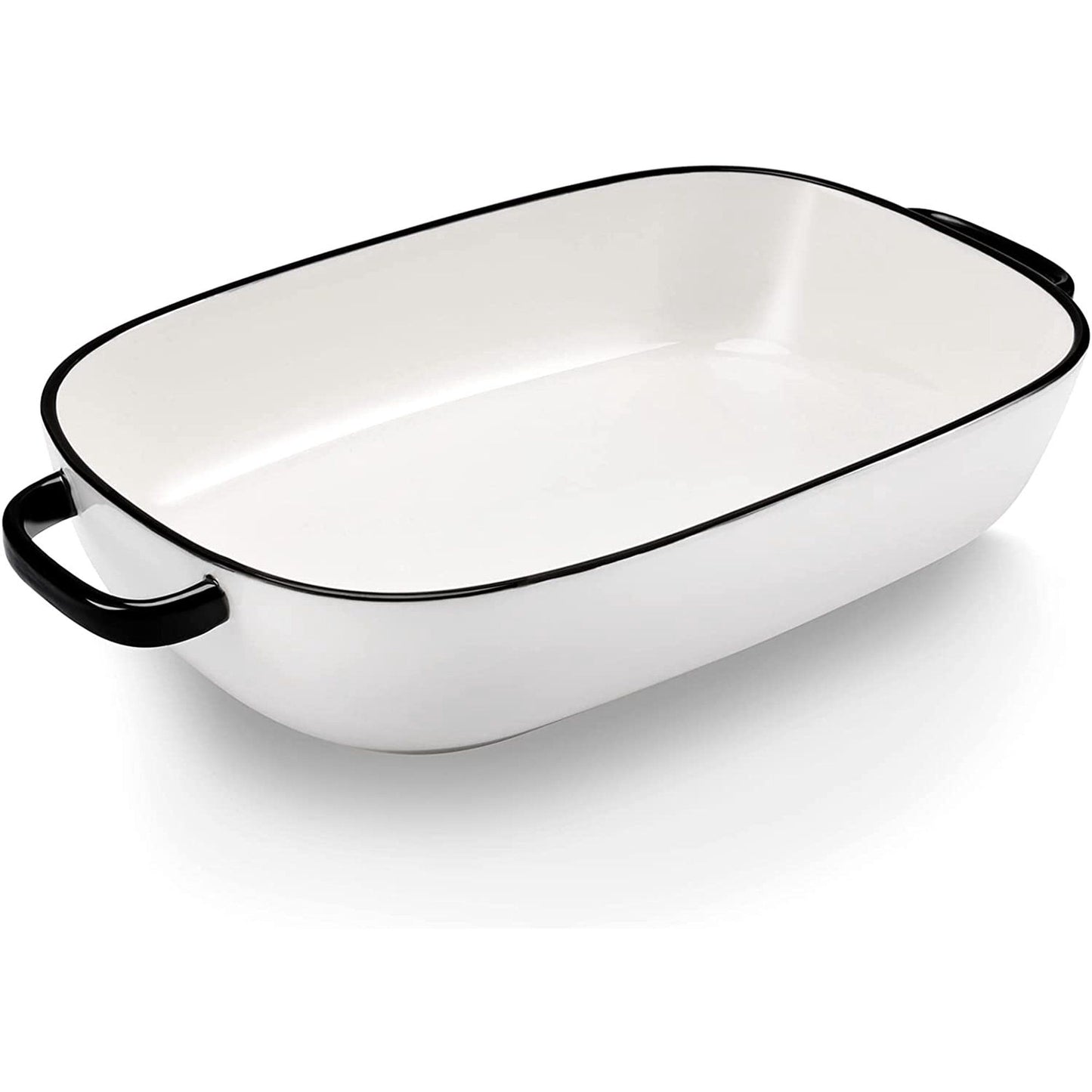 White Ceramic Rectangular Baking Dish, Oven Microwave Refrigerator Disinfection Cabinet and Dishwasher Safe Casserole Pan, 6 Quart, 16 x 11 in