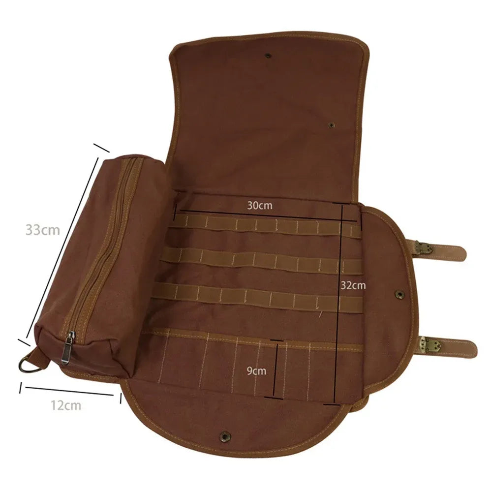 Travel Bartender Canvas Tool Bag, Professional Bar Tool Organizer for Home Cocktail Making and Camping, Without Tools